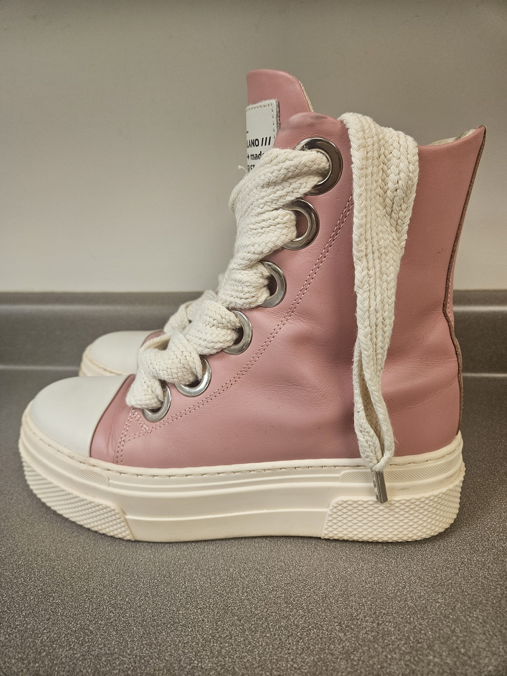 High-Top Platform Sneakers - Pink/White - Picture 6 of 14